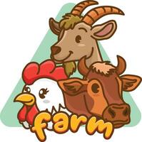 Illustration of livestock such as chickens, goats and cows for a logo vector