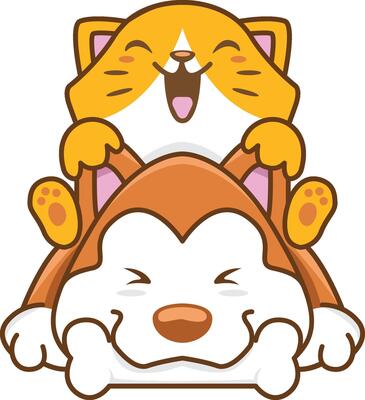 Illustration of dog and cat suitable for a pet shop logo best