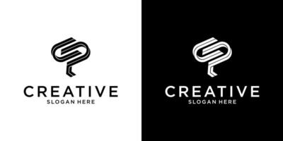 CP or PC initial letter logo design vector