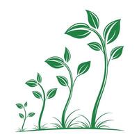 Green sprouts growing plants signs with four different vector