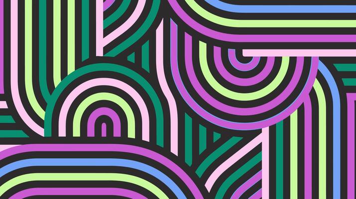 Abstract Trippy Lines Pattern. Cool Groovy Retro Texture.