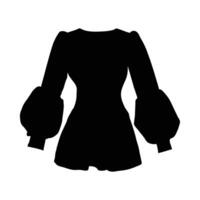 Black silhouette of a women's co-ord set with long sleeves and flared shorts on a white background 1 vector