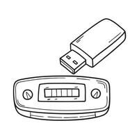 A car stereo with a USB drive jutting from the port vector