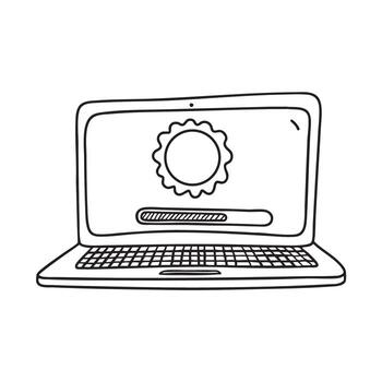 un ordenador portátil pantalla demostración sistema actualizar Progreso cargando vector
