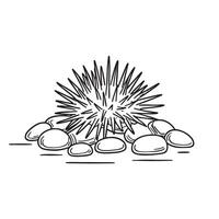 An underwater sea urchin partly buried in tiny stones vector