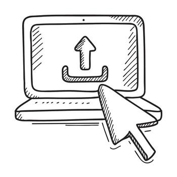 A cursor hovering over upload button on display vector