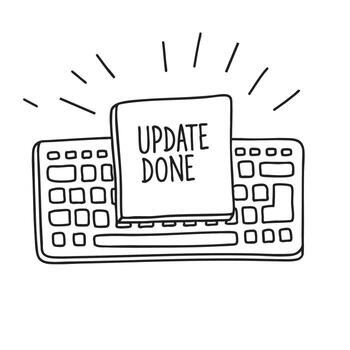 un amarillo Nota en el teclado leyendo actualizar hecho vector