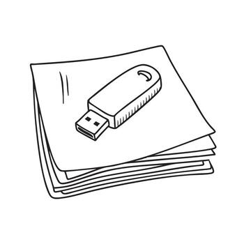 A folder marked documents with a USB stick on it vector