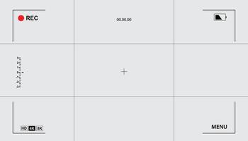 Overlay for the camera's viewfinder. camera viewfinder on white background, camera viewfinder display frame for recording and photos vector