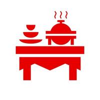 Buffet table for wedding reception flat object. Hotel restaurant. Multiple hot and cold dishes. vector