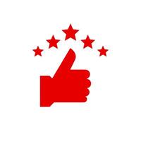 Customer review rating icon illustration. 5 star rating icon design template. Review Rating with Five Star icon flat vector