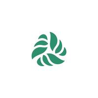 Abstract three leaf logo. leaf icon dynamic green color organic vector