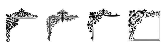 Four Different Ornate Corner Designs in Black and White Format vector