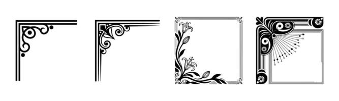 Elegant Black and White Decorative Frames and Corners Set vector