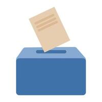 Puts voting ballot in ballot box. Voting and election concept vector