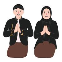 couple Central Java Traditional Cloth vector