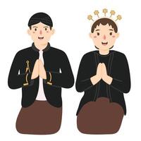 couple with java traditional clothes vector