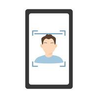 Cyber security concept, face ID scan, facial recognition to unlock digital device, identity detection with security app vector