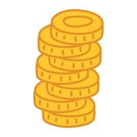 golden coins falling on top of each other icon vector