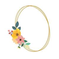 Delicate Hand-Drawn Colorful Flowers Frame Decoration vector