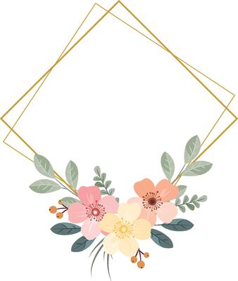 Romantic Wild Flowers Frame in Watercolor Style