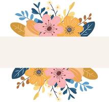 Whimsical Pastel Wildflower Frame for Invitations and Greeting Cards Decoration vector