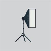 Pixel art studio light and tripod vector
