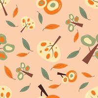 Colorful trees and leaves pattern design vector