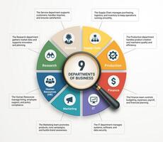 Business concept magnifying glass infographic template. can be used for workflow layout, Timeline, banner, diagram, number options, web design. vector