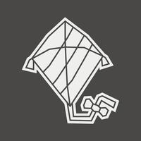 White Filled Icon in Cutout Style of Kite vector