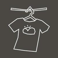 White Line Art Icon in Cutout Style of T Shirt Hanging on Hange vector