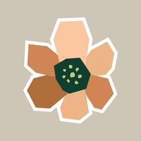 Flower Sticker with a Warm Earthy Flat Color Palette in Cutout Style vector