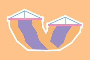 Outdoor hammock sticker in cutout style and flat pastel tone color vector