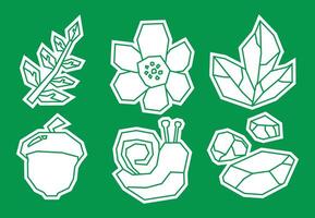 White Filled Forest Elements Icon in Cutout Style vector