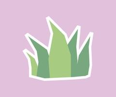 Green Grass Sticker with Flat Soft Color Palette in Cutout Style vector
