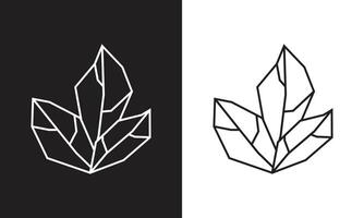 Foliage Icon in Black Line Art and White Line Art Cutout Style vector