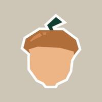Acorn Sticker with a Warm Earthy Flat Color Palette in Cutout Style vector