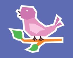 Perched Bird Sticker with Flat Soft Color Palette in Cutout Style vector