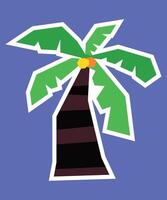 Tropical Palm Tree Sticker with Flat Soft Color Palette in Cutout Style vector