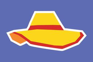Summer Hat Sticker with Flat Soft Color Palette in Cutout Style vector