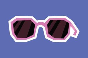 Stylish Sunglasses Sticker with Flat Soft Color Palette in Cutout Style vector
