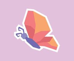 Flying Butterfly Sticker with Flat Soft Color Palette in Cutout Style vector