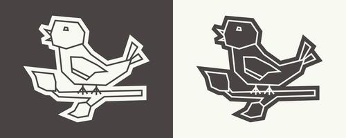 Bird Icon in Black Filled and White Filled Cutout Style vector