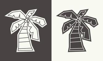 Palm Tree Icon in Black Filled and White Filled Cutout Style vector