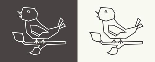 Bird Icon in Black Line Art and White Line Art Cutout Style vector