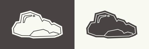 Cloud Icon in Black Filled and White Filled Cutout Style vector