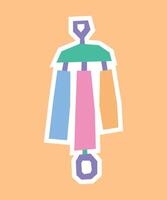 Windchime sticker in cutout style and flat pastel tone color vector