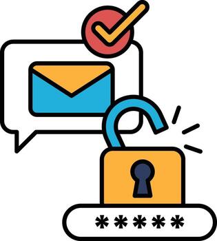 A lock with a key and a check mark on it vector