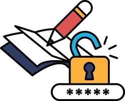 A pen is on top of a book with a keyhole vector