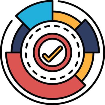 A colorful circle with a red check mark in the center vector